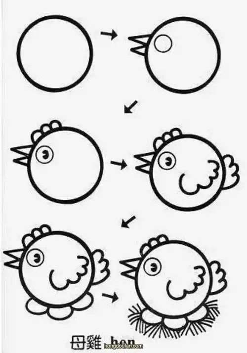 小母鸡简笔画大全-红豆饭小学生简笔画大全