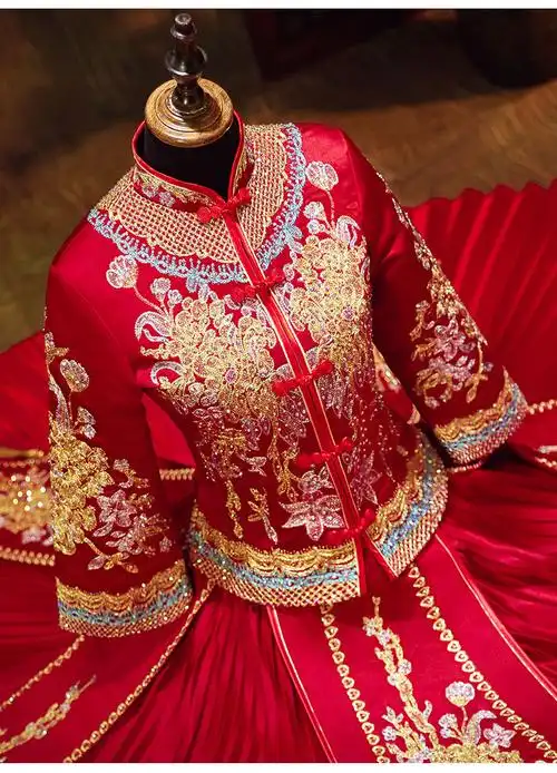 秀禾服新娘结婚敬酒服龙凤褂2019新款中式婚服古代婚纱礼服中国风