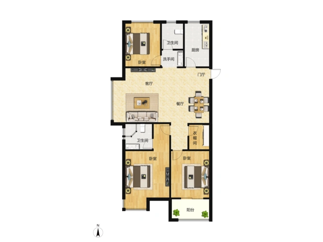 金科城3室2厅2卫户型图