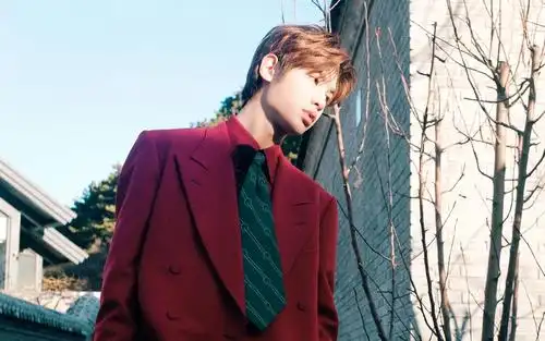 时尚帅气西装男孩黄明昊慵懒户外写真