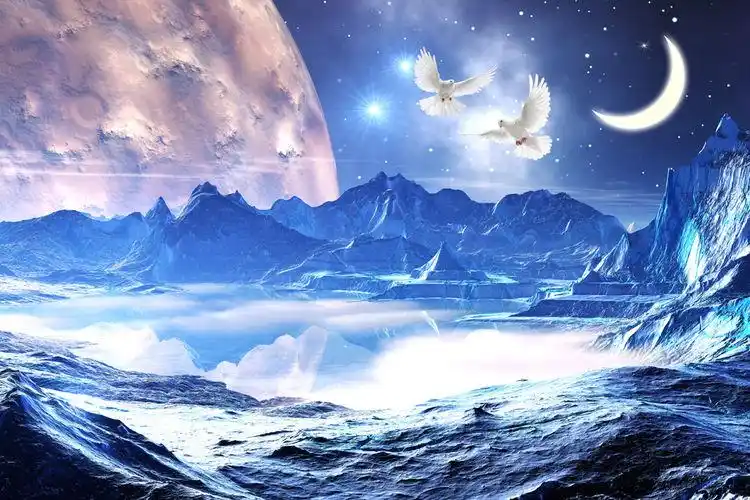 维岚无缝壁画定制(20)蓝天白云星空吊顶背景墙壁画