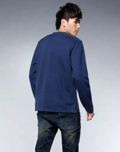 doright藏蓝色v领长袖t恤