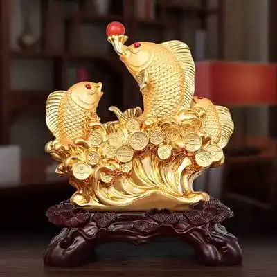 金龙鱼招财聚宝盆大号风水家居装饰创意客厅工艺品摆设摆件
