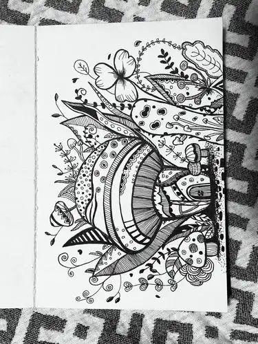 黑白装饰画手绘简笔画|6100蘑菇屋简笔画装饰画蘑菇手绘杭州