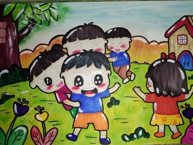 民间游戏老鹰捉小鸡简笔画