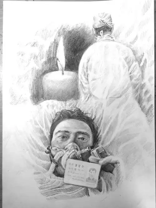 《好医生李文亮》素描  37x26cm  徐增凯