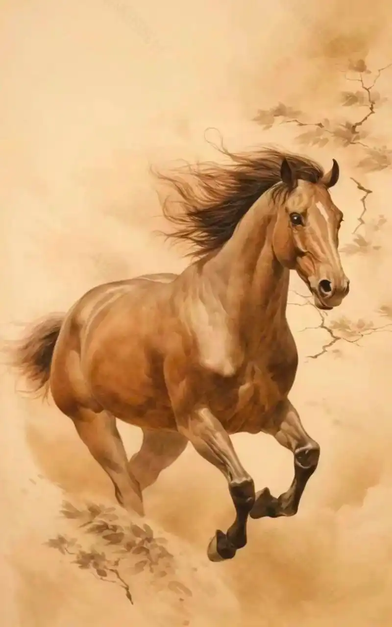 骏马奔驰图分享.#在大自然中感受中国画之美 #拿起毛笔画起来 - 抖音