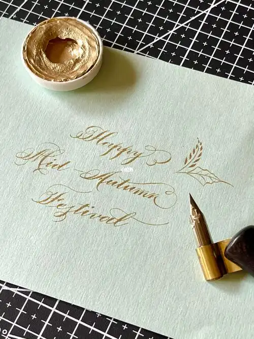 手写花体英文中秋祝福语英文书法花体字