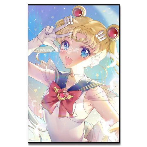 数字油画美少女战士动漫治愈手绘简易填色涂色简单减压颜料装饰画