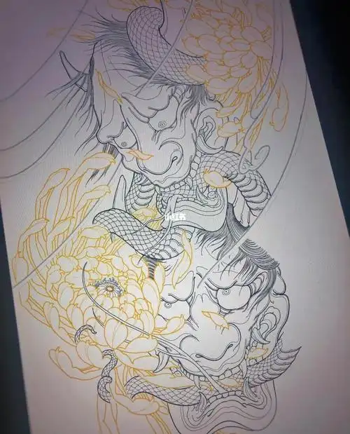 78双胞胎般若花臂纹身手稿