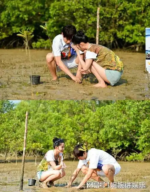 李沁在海边游玩的照片