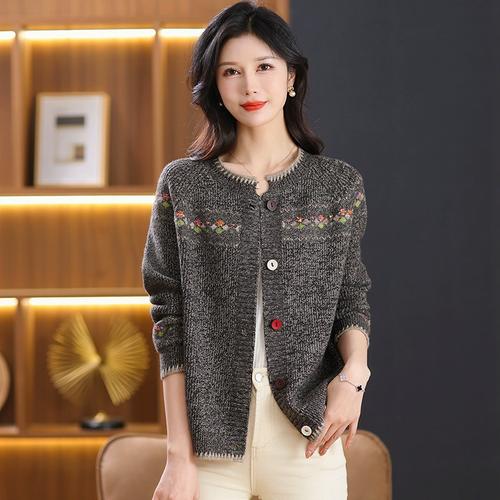 开衫 女外搭春秋短款 提花时尚 洋气妈妈毛衣外套 - 女装/女士精品