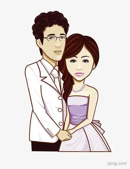 恩爱夫妻png素材透明免抠图片-卡通手绘