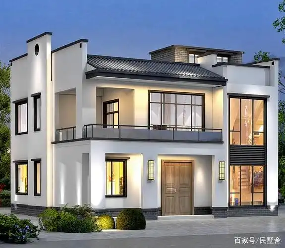 农村稀缺的二层别墅设计,复古徽派叠加现代落地窗,怎么看都喜欢