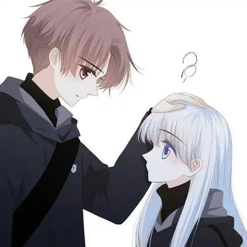 甜蜜摸头漫画情侣头像图片 喜欢世间万物,但更喜欢你_单张头像_头像屋