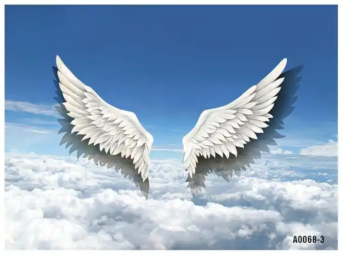 咖网红北欧天使墙纸网酒吧奶茶的壁画翅膀店背景墙壁纸布科技馆风