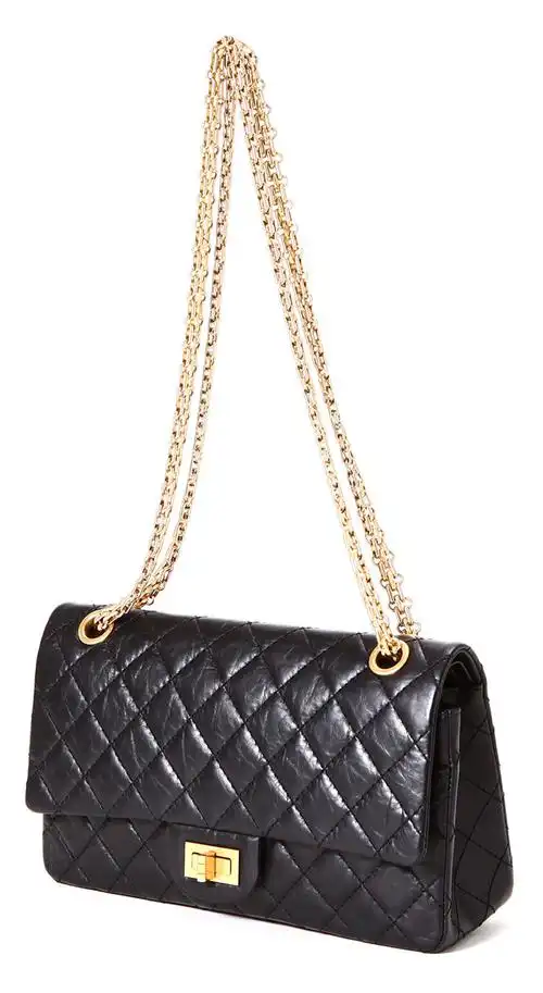 chanel(香奈儿) 黑色皮质2.55金链单肩包