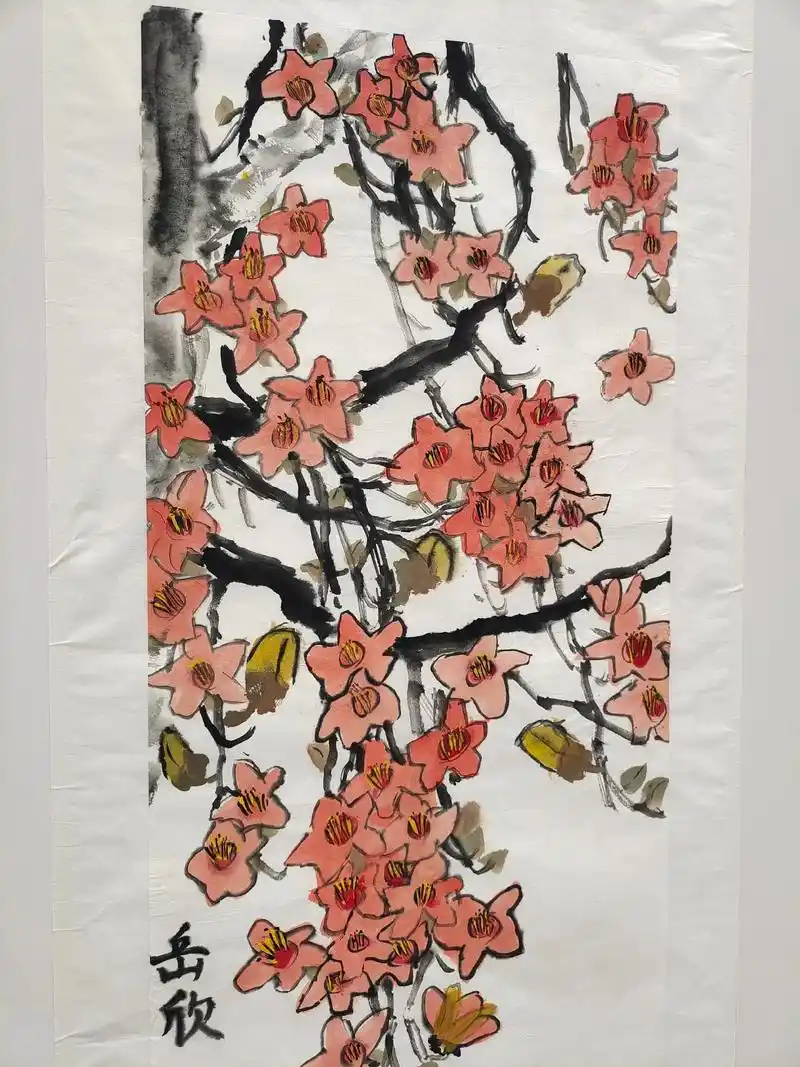 手绘国画作品 #春天的色彩 #木棉花水墨画#优秀作品展播 - 抖音