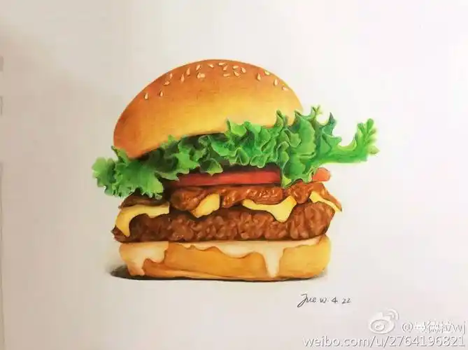 彩铅手绘汉堡作者曼德拉wy