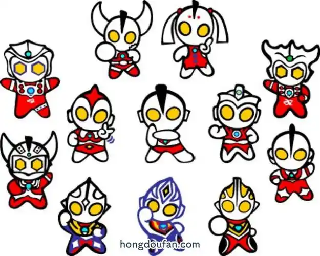 圆滚滚的奥特曼卡通简笔画,适合临摹或者是打印涂色,蠢萌蠢萌的造型