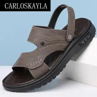 carloskayla大码凉鞋男季款外穿开车休闲防滑软底沙滩鞋士凉拖鞋舒适