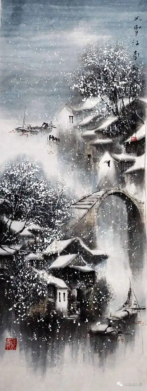 国画:梦江南_江南好_人人_水村山