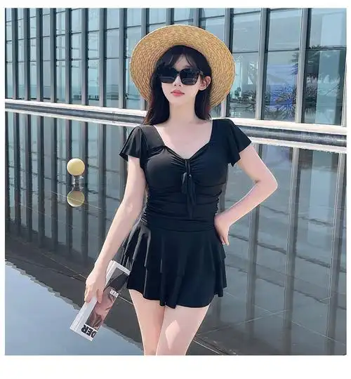 大码泳衣女胖mm遮肚显瘦保守裙式连体宽松加肥加大微胖女孩泡温