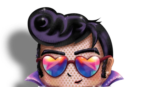 猫王戴着爱心彩色墨镜,妖气十足.咳 咳.霸气十足!