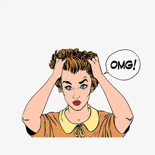 卡通抓头发的女士素材