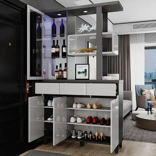 进门玄关鞋柜一体客厅酒柜现代简约隔断柜门门厅门厅