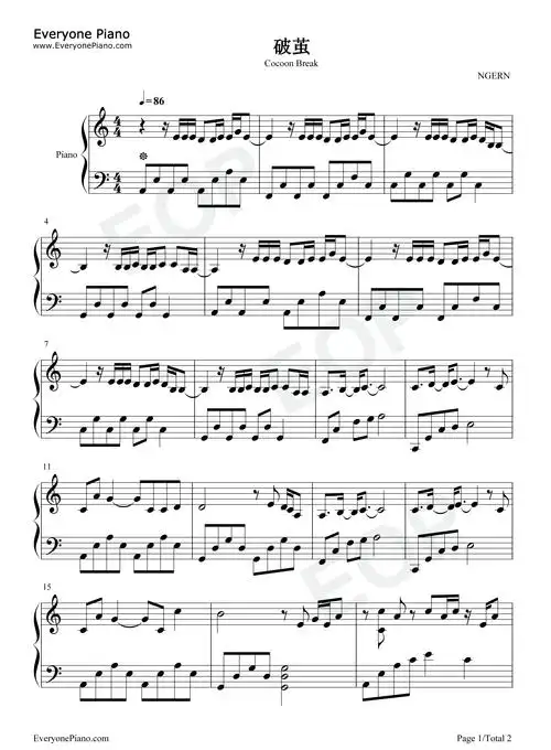 破茧c调简单版张韶涵破茧成蝶告诉大家她是自由的鸟五线谱预览1