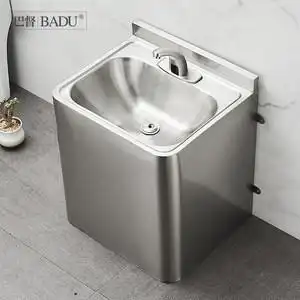 巴督 学校幼儿园立柱盆户外304不锈钢洗手盆公共场所落地式洗脸盆