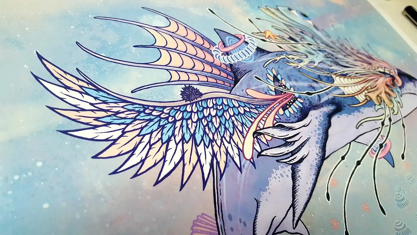 手绘山海经鲲鹏插画图形设计手绘illustrationgraphicdesign