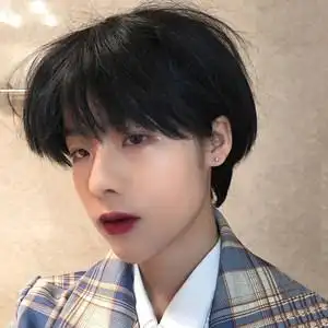 假发女短发韩版帅气中性酷蓬松齐刘海逼真自然学生黑色男生全头套