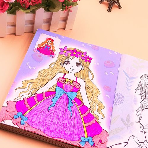 公主百变涂色秀绘画本3-6-8-10岁小学生画画书儿童画本女孩填色本