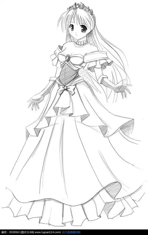 女孩简笔画全身动漫