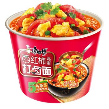 康师傅西红柿鸡蛋打卤面经典桶系列1*12桶整箱装 桶面泡面 休闲零食