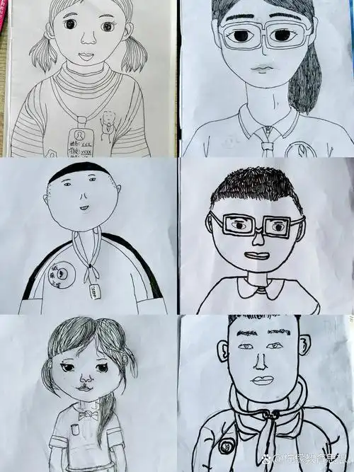 人美版五年级上《画人像》学生作品