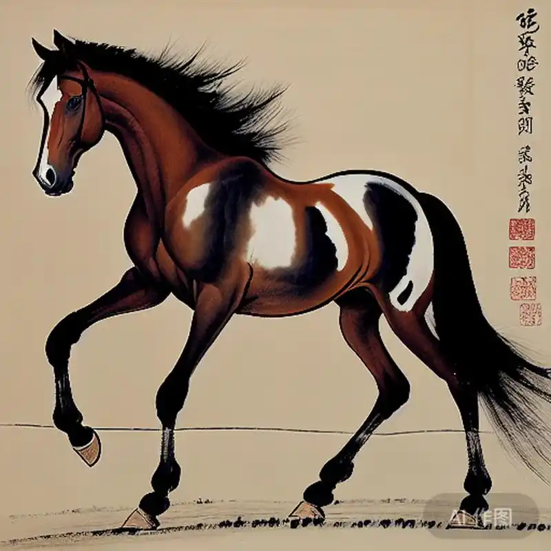 96人工智能绘画的骏马图  随着人工智能技术的不断发展,越来越多的