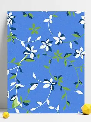 原创蓝色小清新唯美小碎花背景