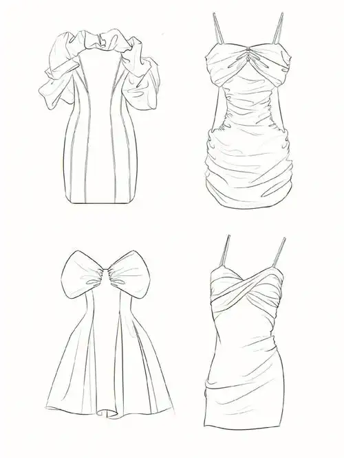 服装设计连衣裙款式图绘画素材穿搭