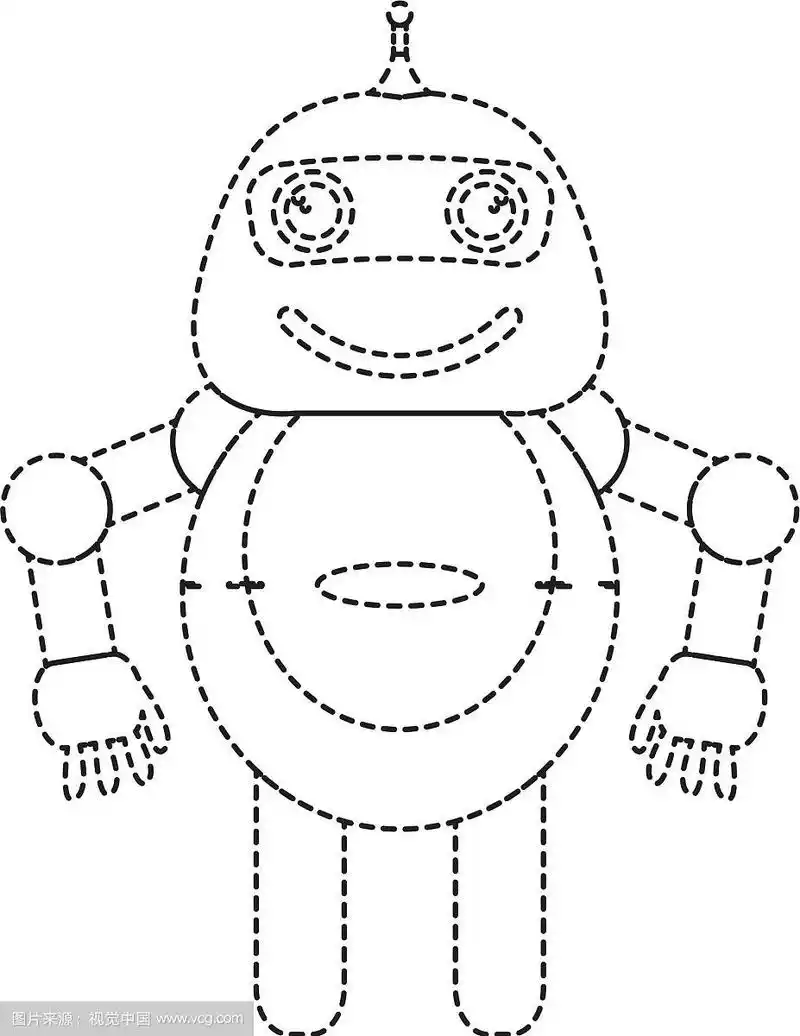 虚线可爱的机器人玩具图标