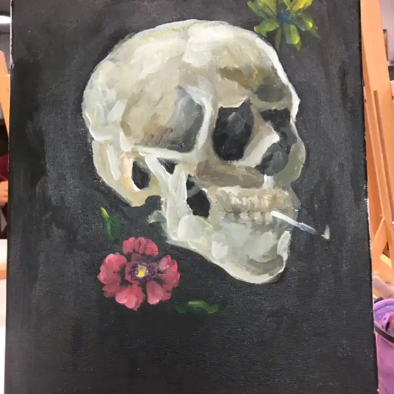 《抽烟的骷髅》被认为是梵高在画室中的恶作剧.