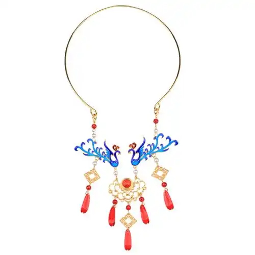 项圈古风古装汉服古代项链古典步摇烧蓝景泰蓝项链