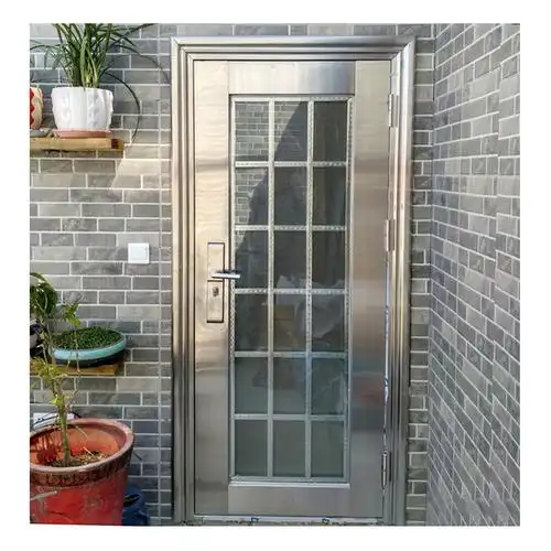 不锈钢定制防盗门阳台单开门开门农村进户大门白钢进户门