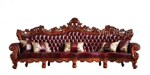 欧式真皮长沙发四人位沙发 纯实木雕花四人位沙发 古典欧式沙发_4c0a