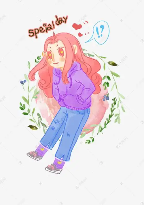 卡通手绘穿卫衣可爱小女孩素材图片免费下载-千库网