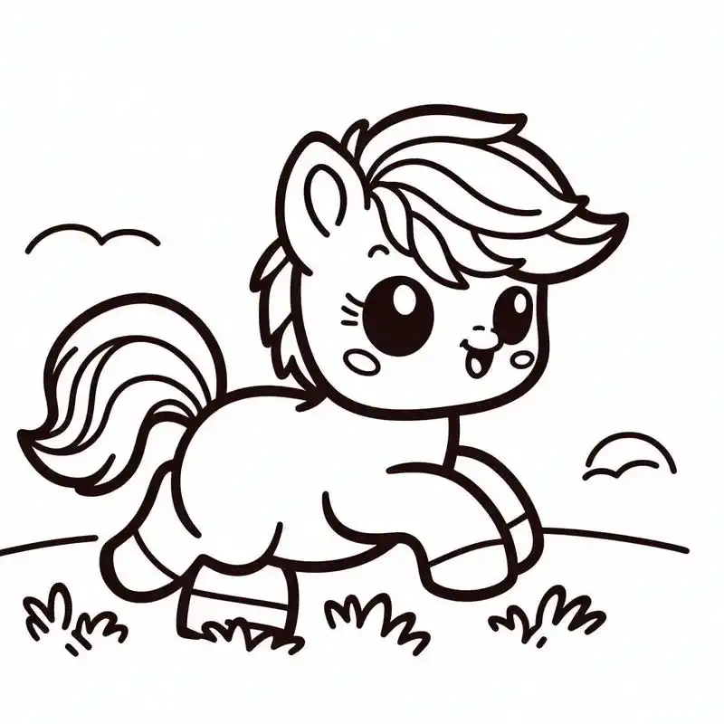 给女儿的涂色简笔画 - 草原上的小马驹.#简笔画 #涂色插画 - 抖音