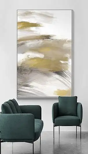 现代简约北欧轻奢艺术金箔抽象油画玄关装饰画