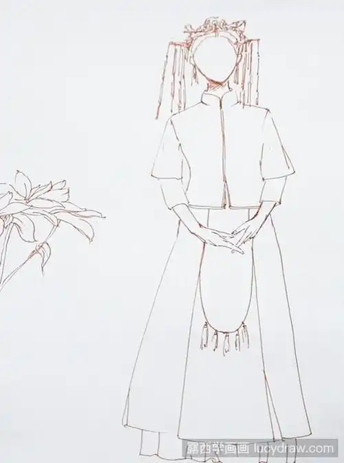 素描秀禾服简笔画